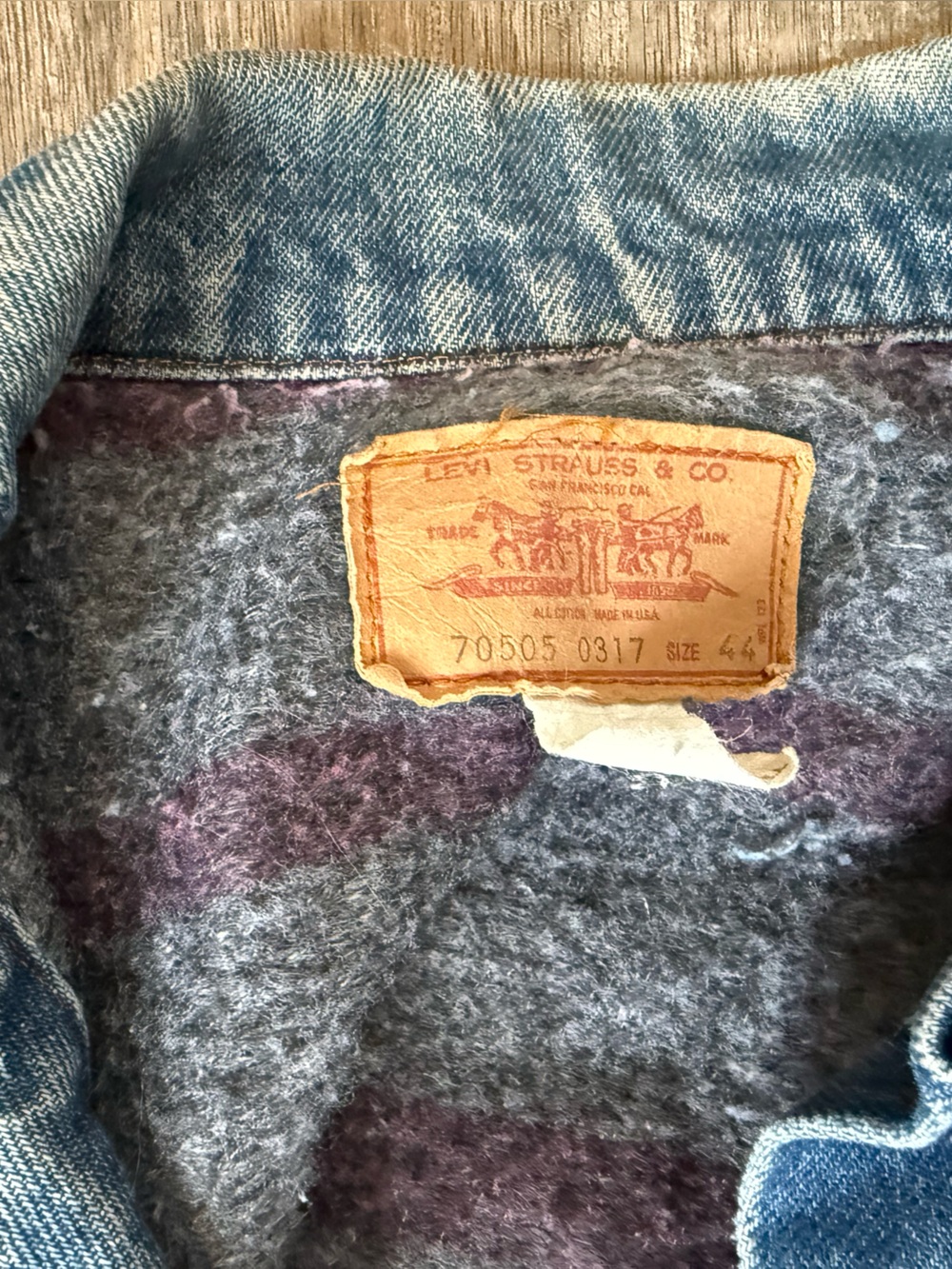 Levi's Blue Denim Jacket with Gray-Purple Sherpa Lining
